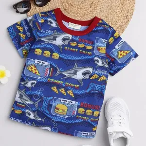 Ocean with Whales Tshirt - Blue