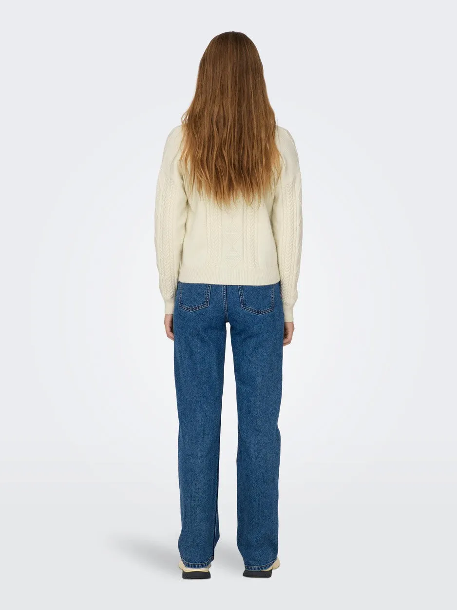 Onlfia Ls String Cable Cardigan Knt - Off-white