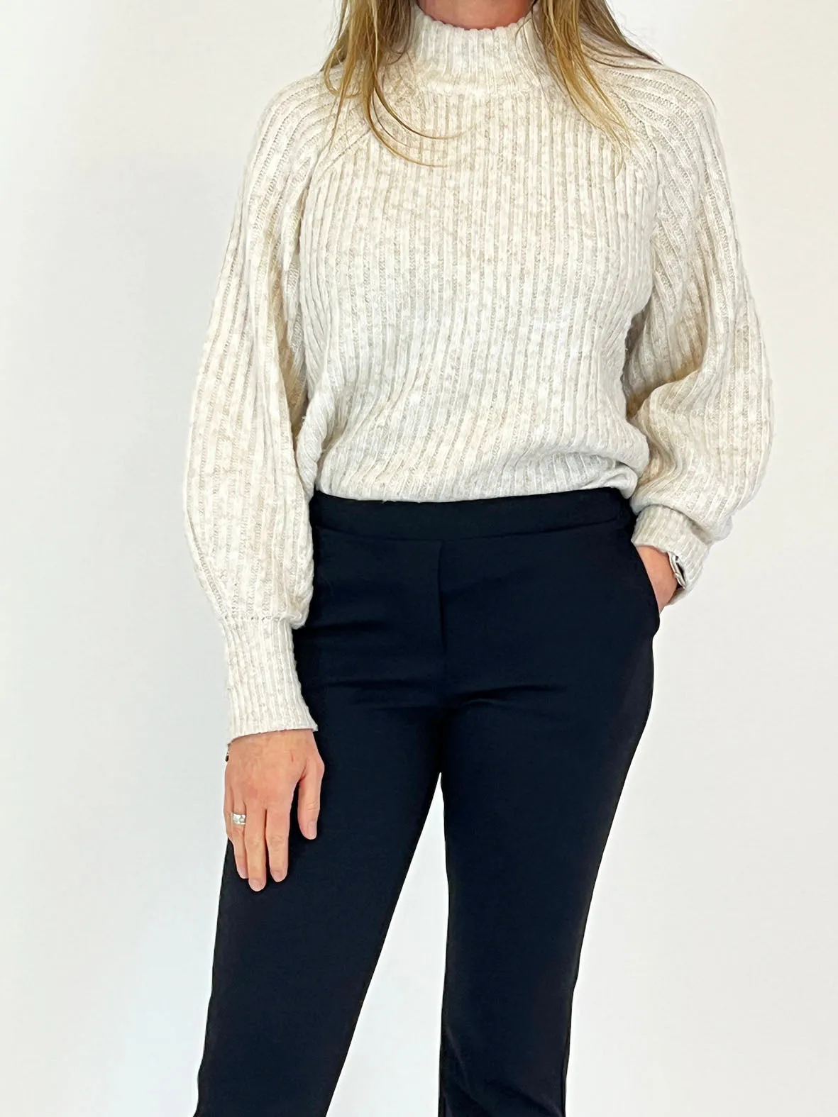 ONLY M - Punto Milano, Black, Basic Leggings, Mid-Waist, Bootcut Fit