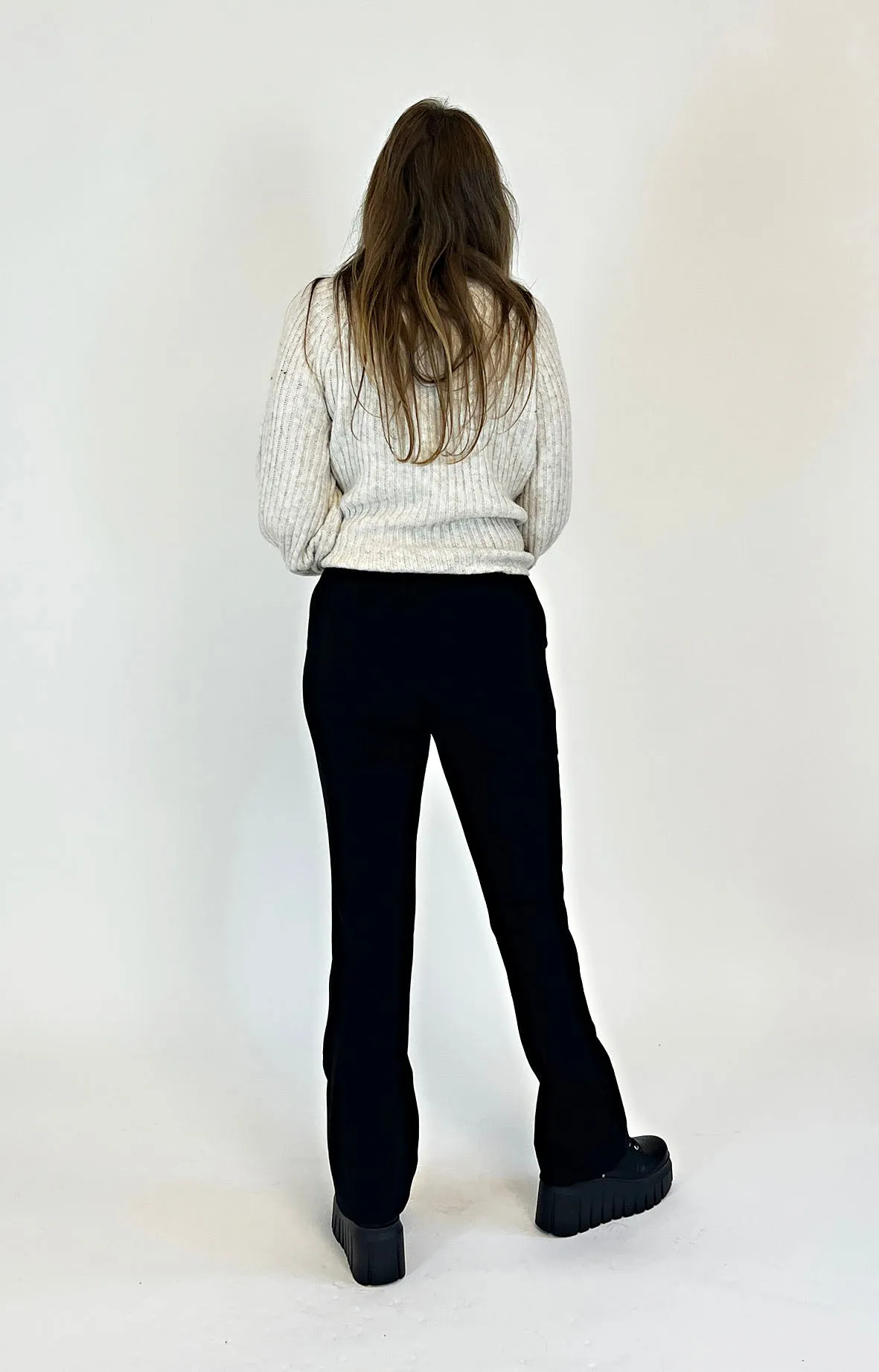 ONLY M - Punto Milano, Black, Basic Leggings, Mid-Waist, Bootcut Fit
