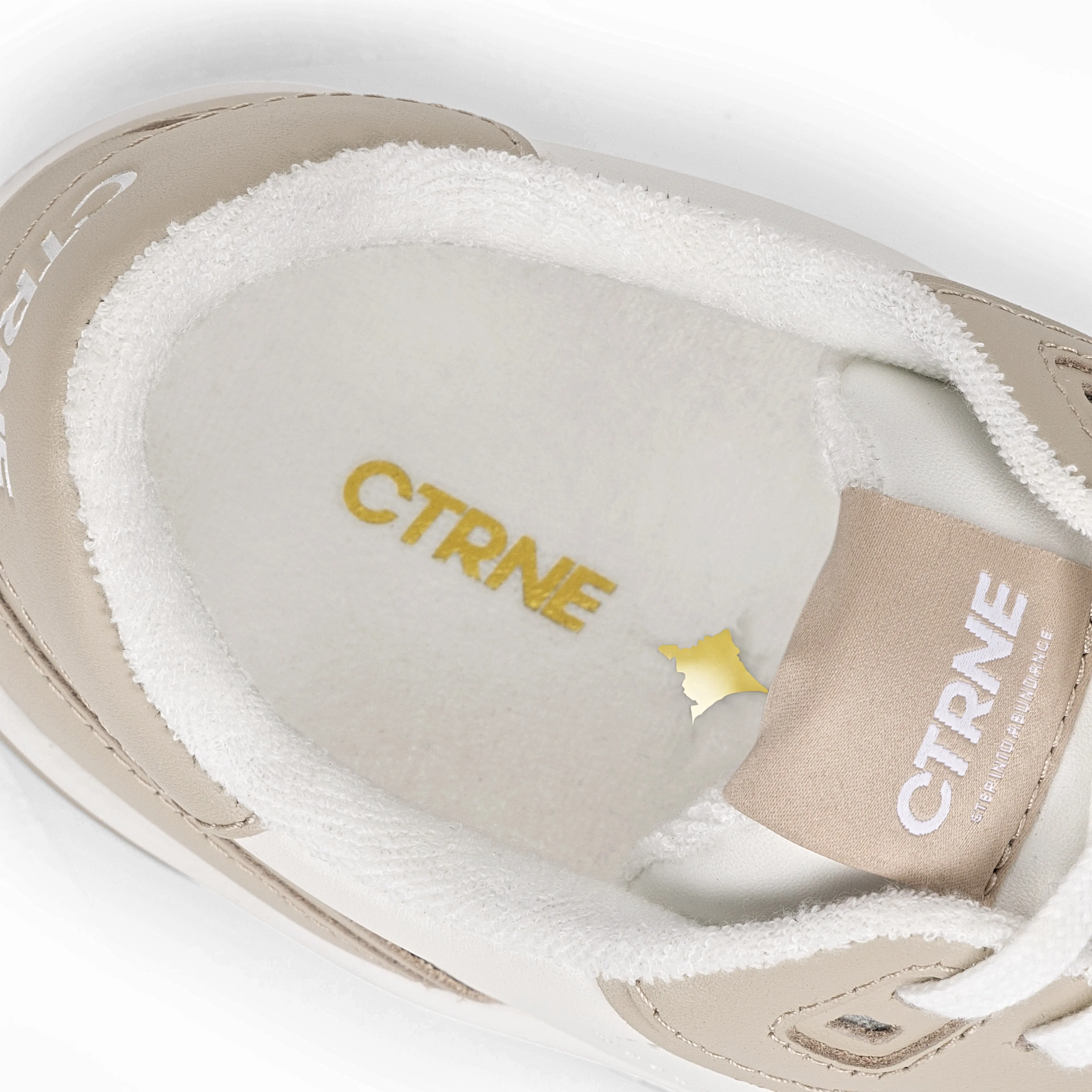 Orgonite Manifest Sneaker in White/Beige/Leather