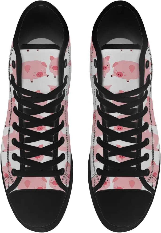 Pig Shoes High Top Canvas Sneakers Lace Up Casual Walking Shoes Gifts for Men Women