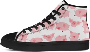 Pig Shoes High Top Canvas Sneakers Lace Up Casual Walking Shoes Gifts for Men Women