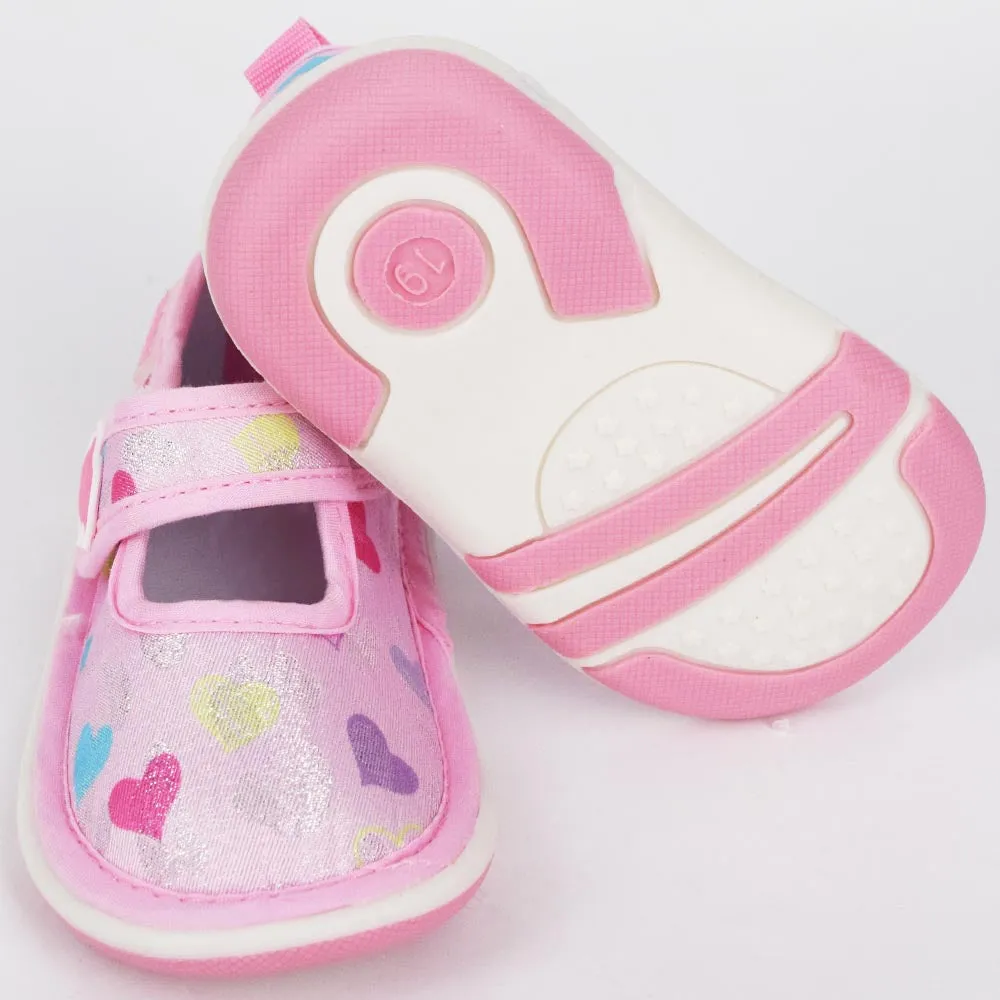 Pink Heart Theme Velcro Strap Shoes With Chu Chu Music Sound