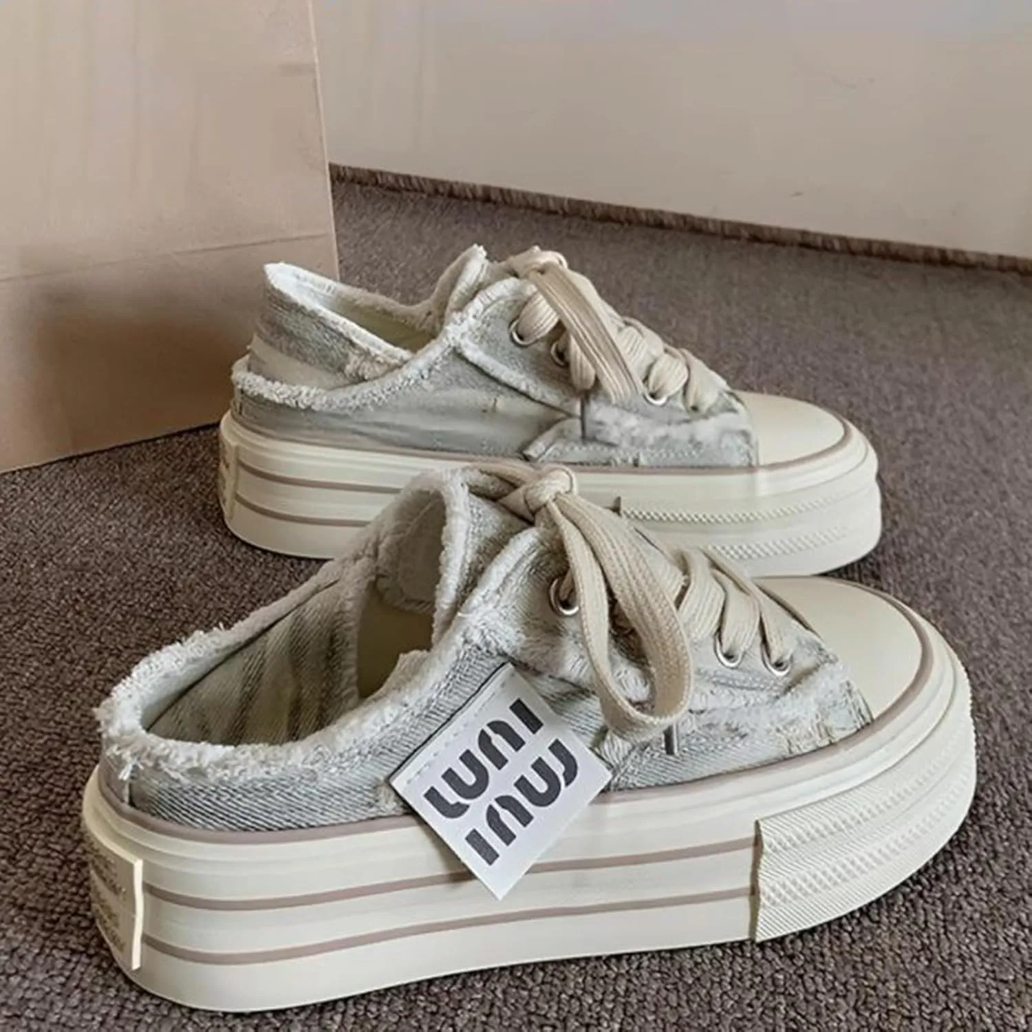 Platform Sneakers for Women Fashion,Women's Slip On Wide Width Canvas Mule Comfortable Shoes Walking Travel Breathable Casual Loafers Indoor Outdoor Wear Womens Mules Pull on Y2K Slippers