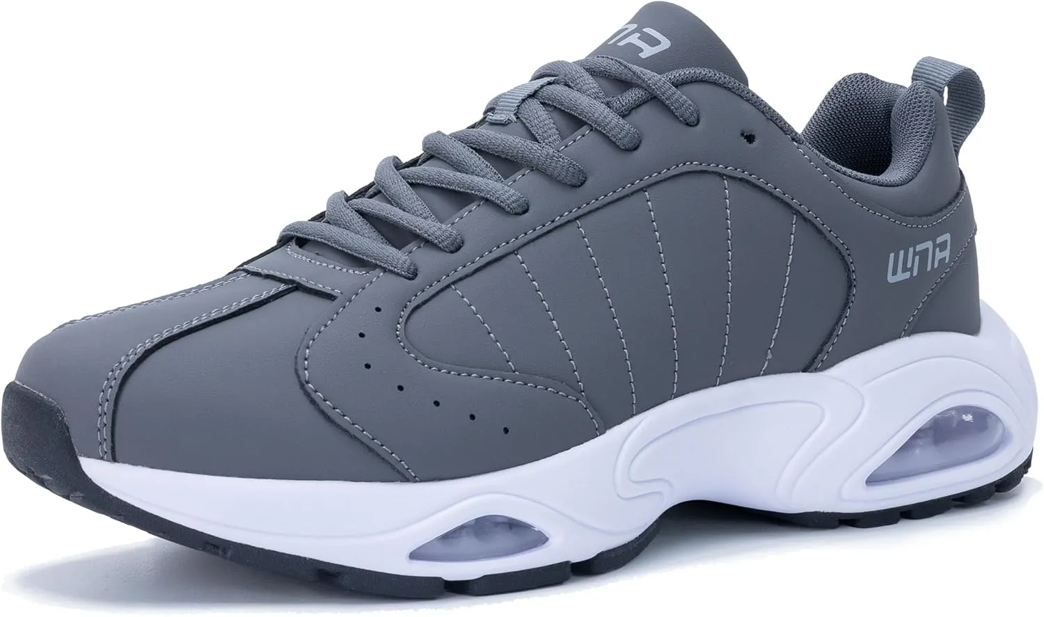 Quseek Mens Running Shoes Air Athletic Fashion Leather Sneakers Comfortable Non Slip Walking Jogging Workout Gym Sports Shoe Size 7-13