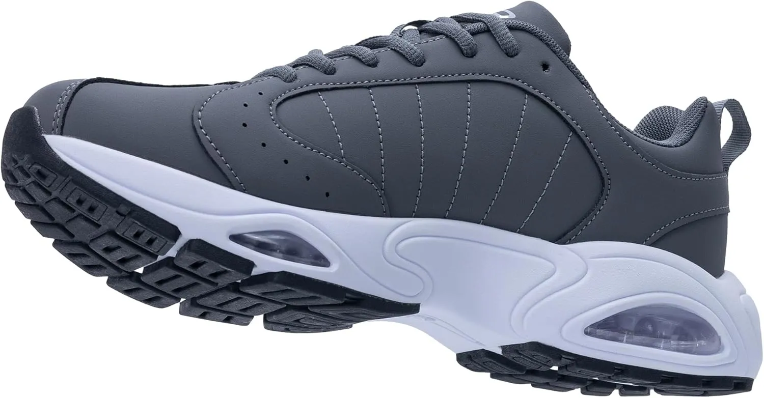 Quseek Mens Running Shoes Air Athletic Fashion Leather Sneakers Comfortable Non Slip Walking Jogging Workout Gym Sports Shoe Size 7-13