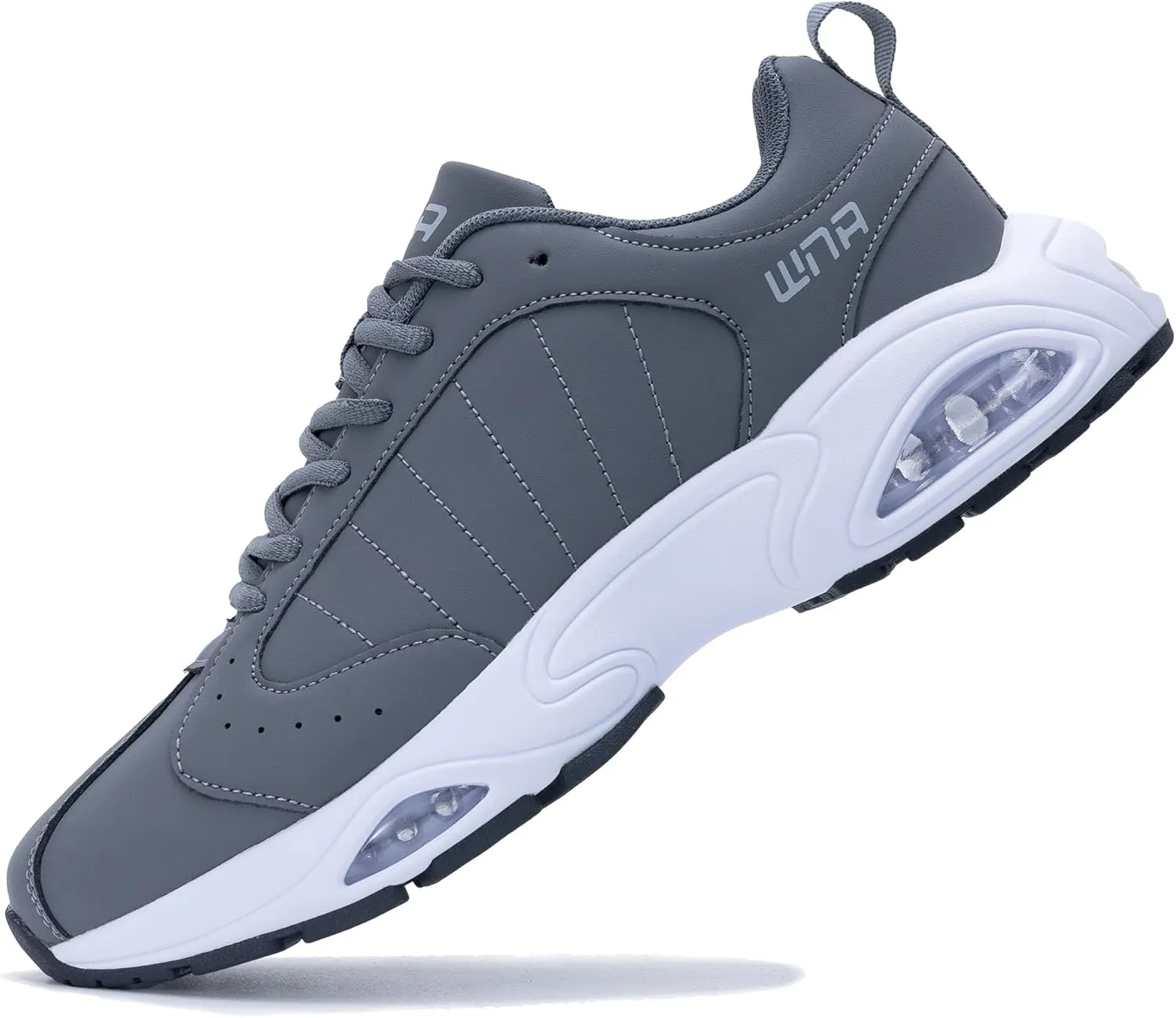 Quseek Mens Running Shoes Air Athletic Fashion Leather Sneakers Comfortable Non Slip Walking Jogging Workout Gym Sports Shoe Size 7-13