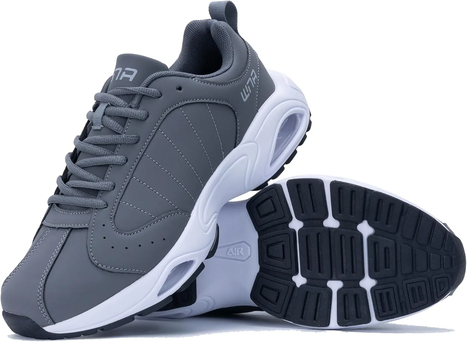 Quseek Mens Running Shoes Air Athletic Fashion Leather Sneakers Comfortable Non Slip Walking Jogging Workout Gym Sports Shoe Size 7-13