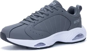 Quseek Mens Running Shoes Air Athletic Fashion Leather Sneakers Comfortable Non Slip Walking Jogging Workout Gym Sports Shoe Size 7-13