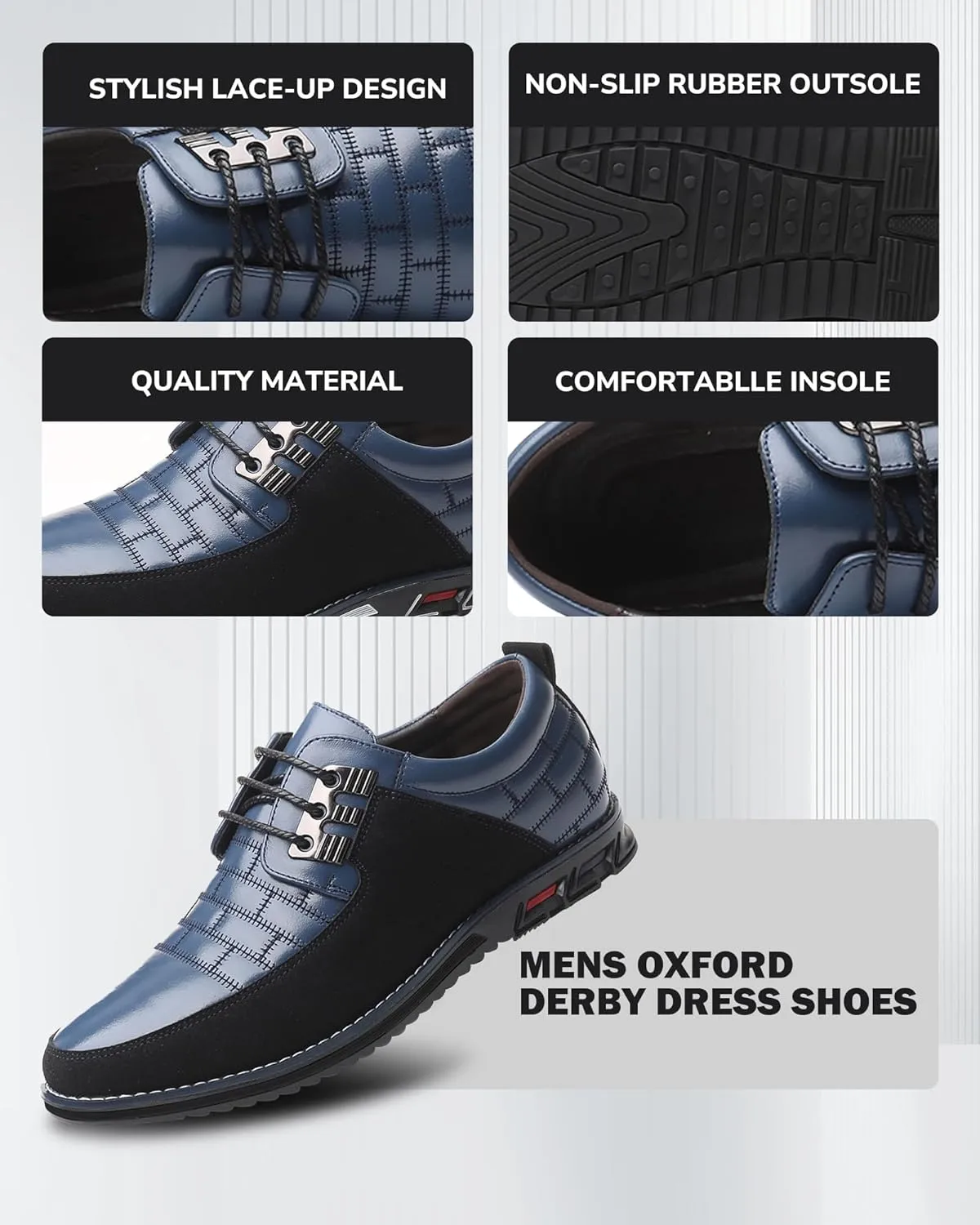 Recyphi Men??s Oxford Derby Orthopedic Leather Shoes Casual Dress Sneakers Formal Business Loafers Comfortable Walking Driving Shoes