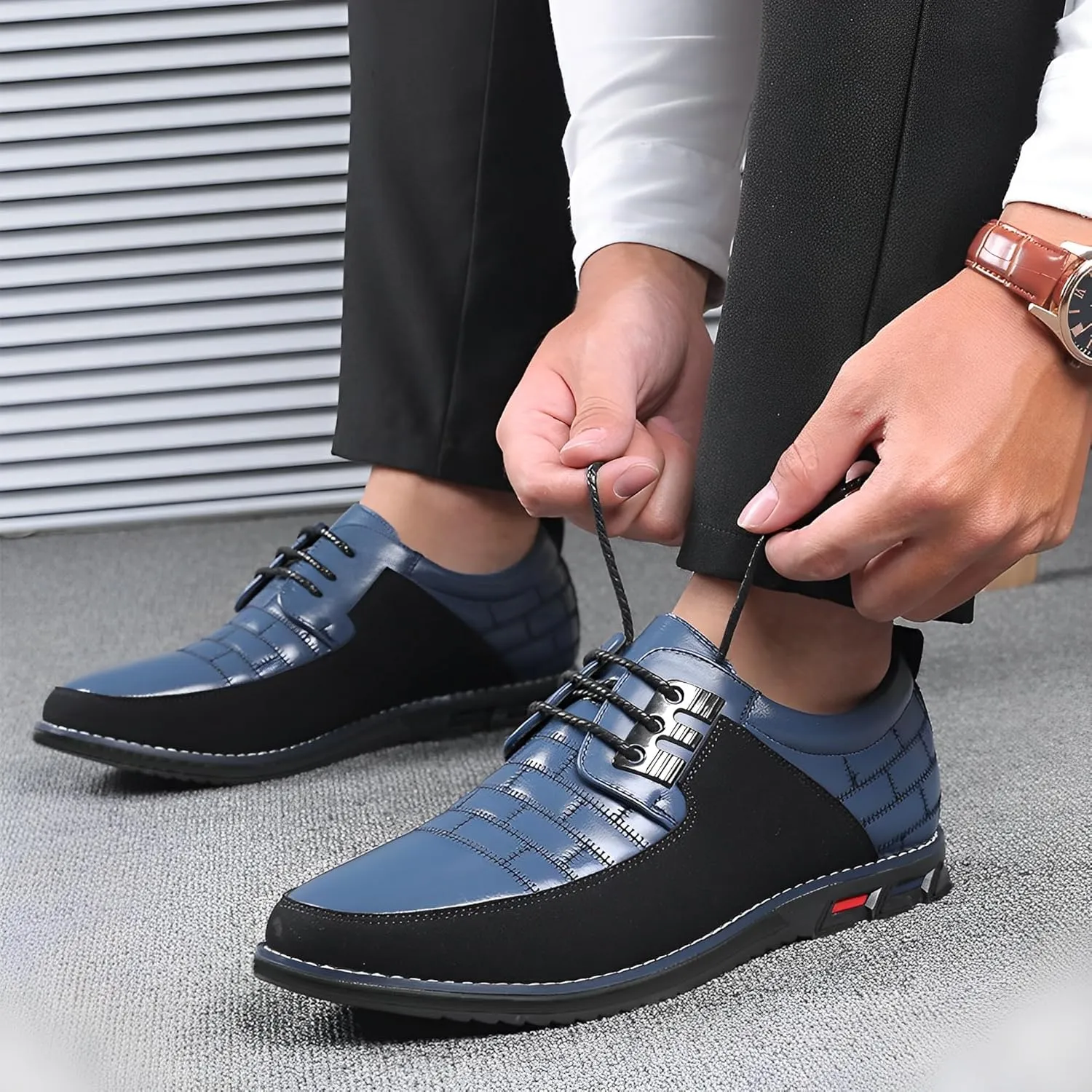 Recyphi Men??s Oxford Derby Orthopedic Leather Shoes Casual Dress Sneakers Formal Business Loafers Comfortable Walking Driving Shoes