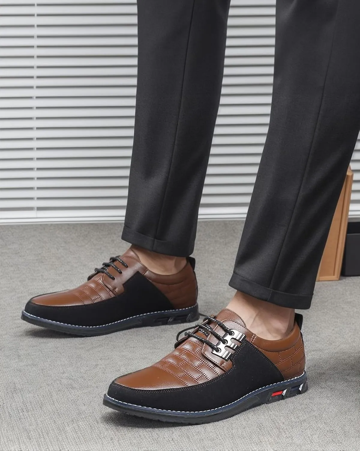 Recyphi Men??s Oxford Derby Orthopedic Leather Shoes Casual Dress Sneakers Formal Business Loafers Comfortable Walking Driving Shoes