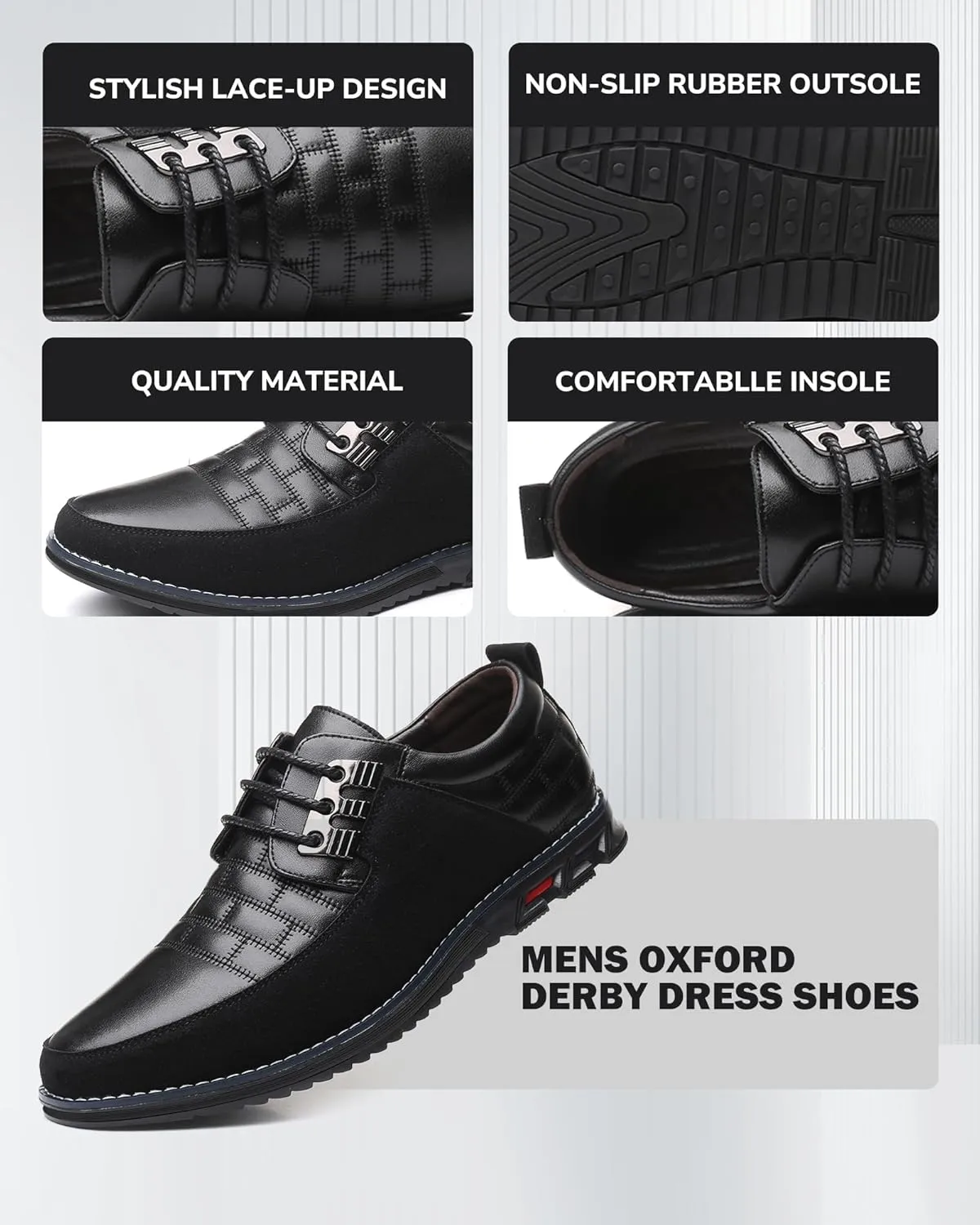 Recyphi Men??s Oxford Derby Orthopedic Leather Shoes Casual Dress Sneakers Formal Business Loafers Comfortable Walking Driving Shoes