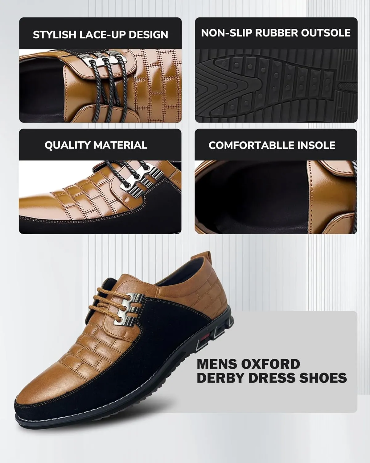 Recyphi Men??s Oxford Derby Orthopedic Leather Shoes Casual Dress Sneakers Formal Business Loafers Comfortable Walking Driving Shoes