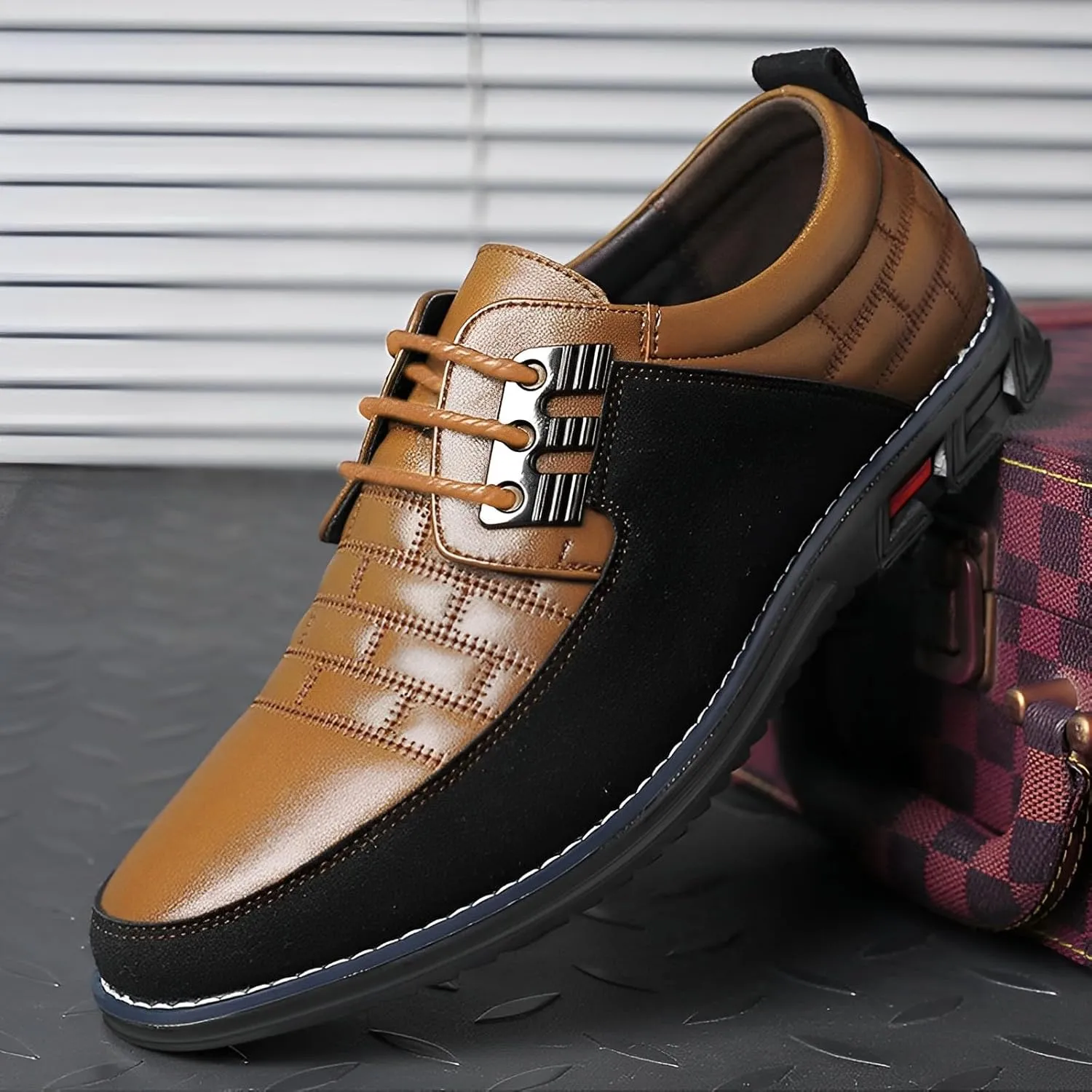 Recyphi Men??s Oxford Derby Orthopedic Leather Shoes Formal Luxury Business Dress Shoes Lace-up Walking Driving Loafers Dress Sneakers
