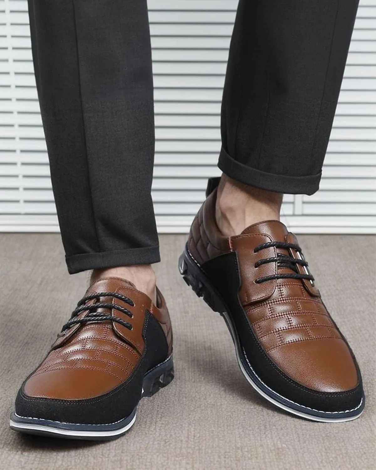Recyphi Men??s Oxford Derby Orthopedic Leather Shoes Formal Luxury Business Dress Shoes Lace-up Walking Driving Loafers Dress Sneakers