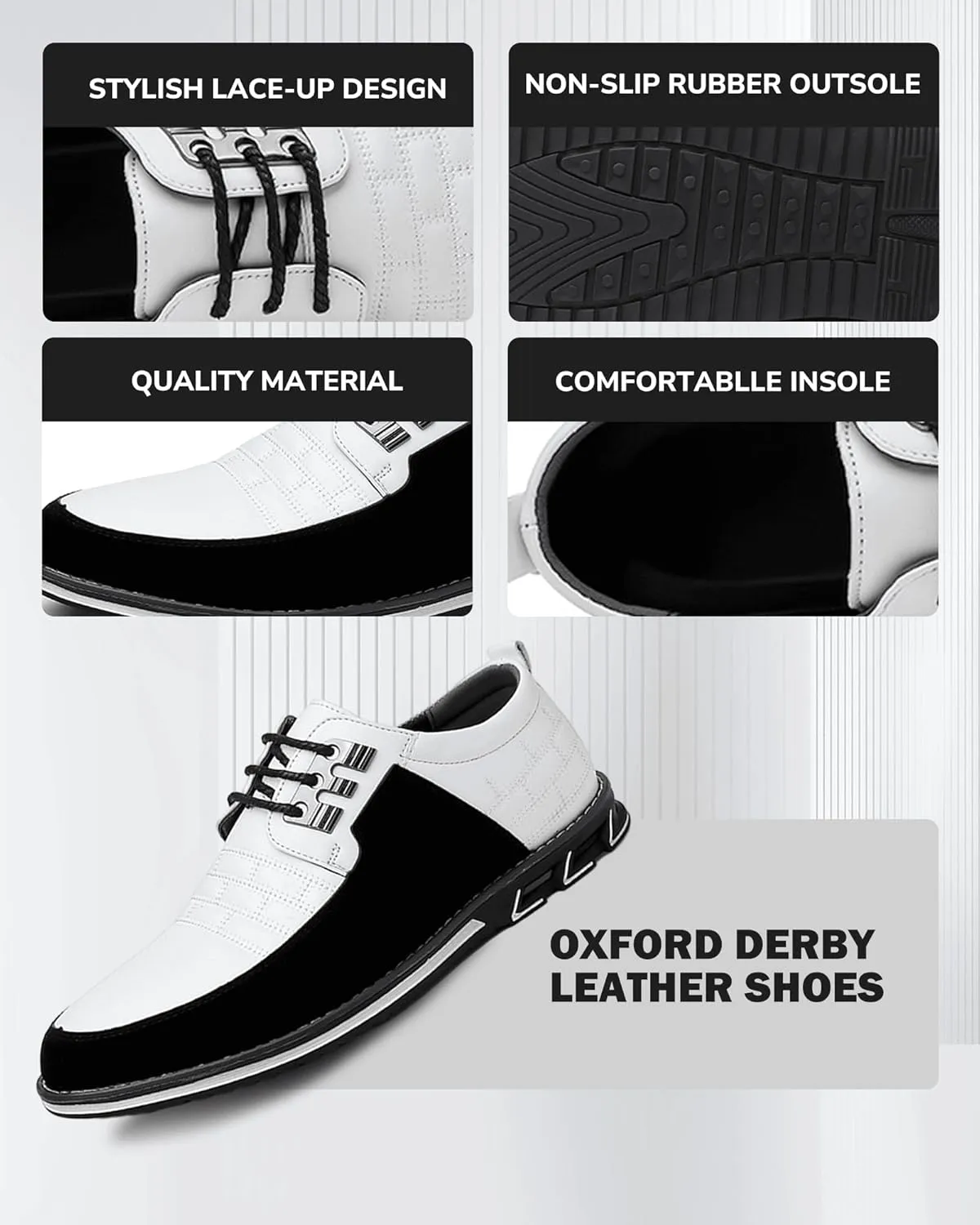 Recyphi Men??s Oxford Derby Orthopedic Leather Shoes Formal Luxury Business Dress Shoes Lace-up Walking Driving Loafers Dress Sneakers
