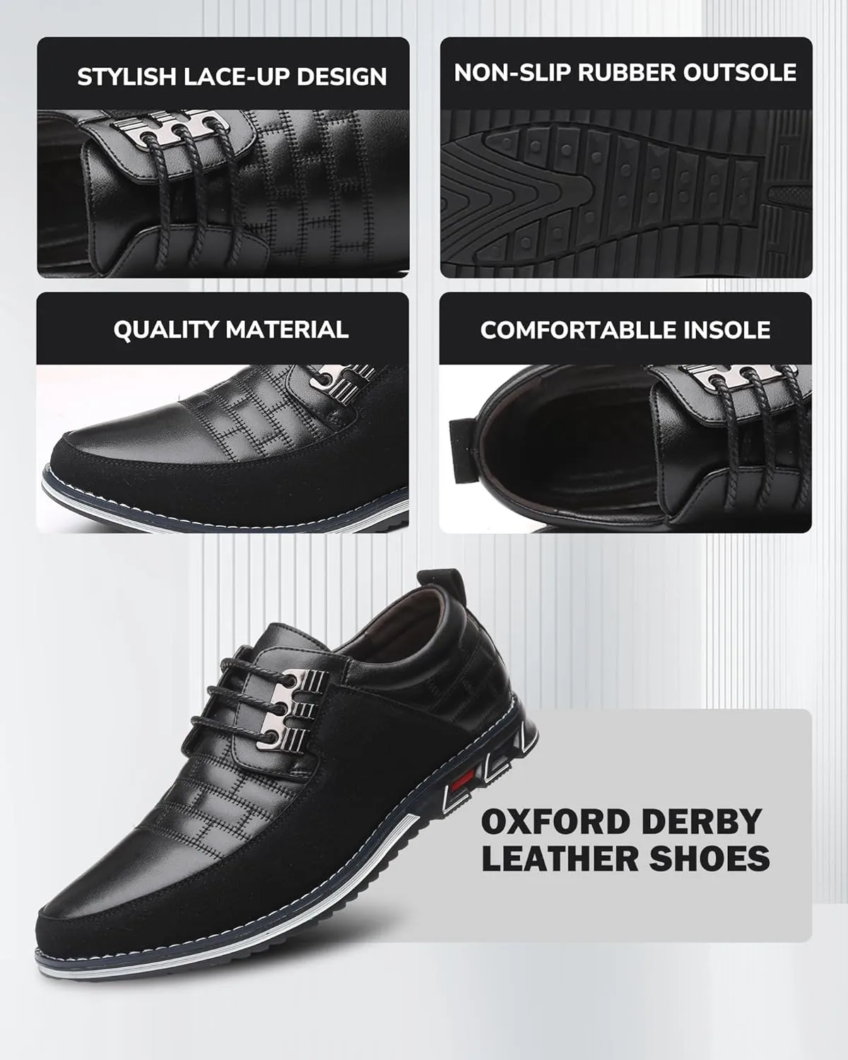 Recyphi Men??s Oxford Derby Orthopedic Leather Shoes Formal Luxury Business Dress Shoes Lace-up Walking Driving Loafers Dress Sneakers