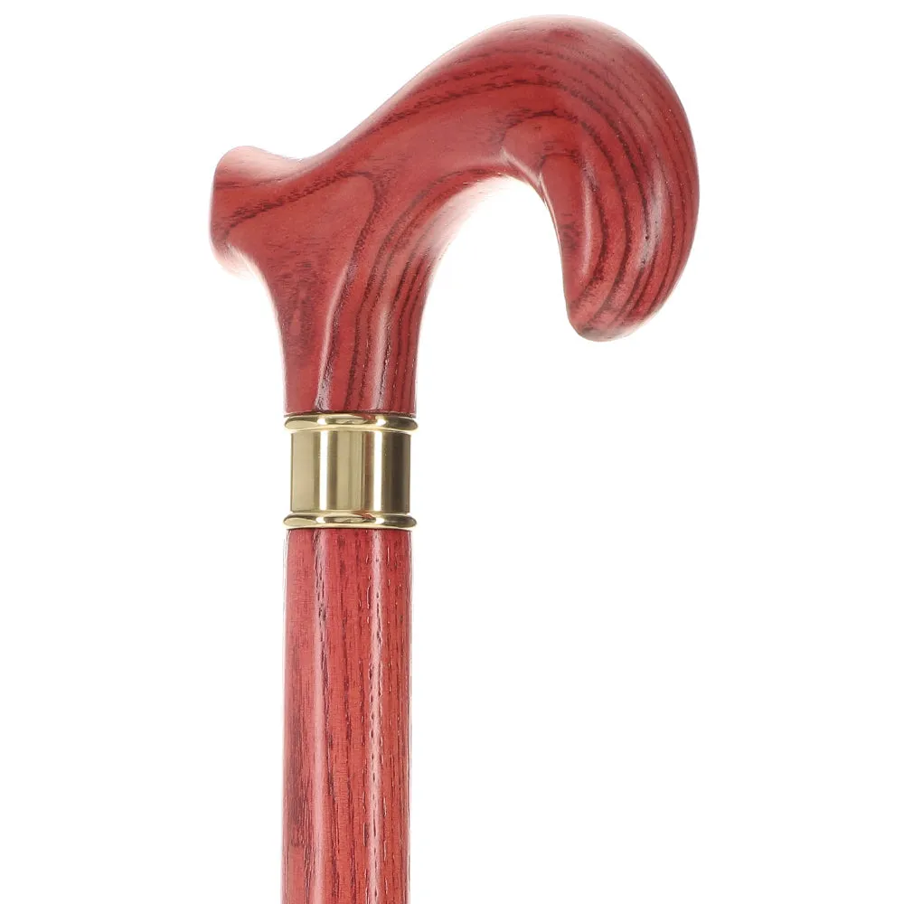 Scratch and Dent Extra Long, Super Strong Mahogany Derby Walking Cane With Ash Wood Shaft and Brass Collar V1264