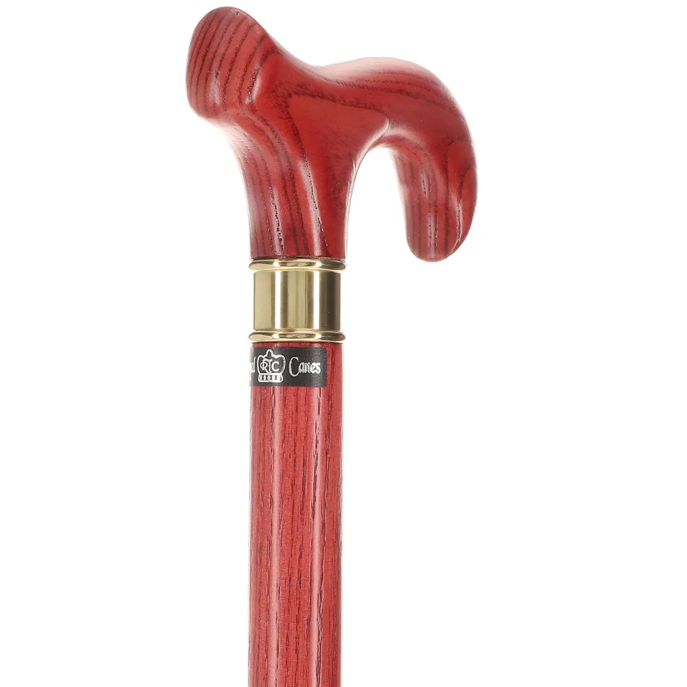 Scratch and Dent Extra Long, Super Strong Mahogany Derby Walking Cane With Ash Wood Shaft and Brass Collar V1264