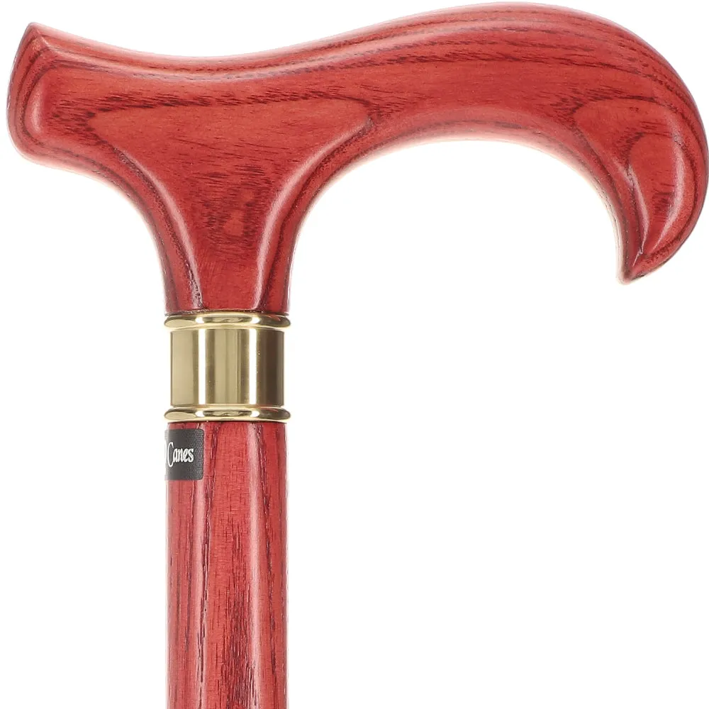 Scratch and Dent Extra Long, Super Strong Mahogany Derby Walking Cane With Ash Wood Shaft and Brass Collar V1264