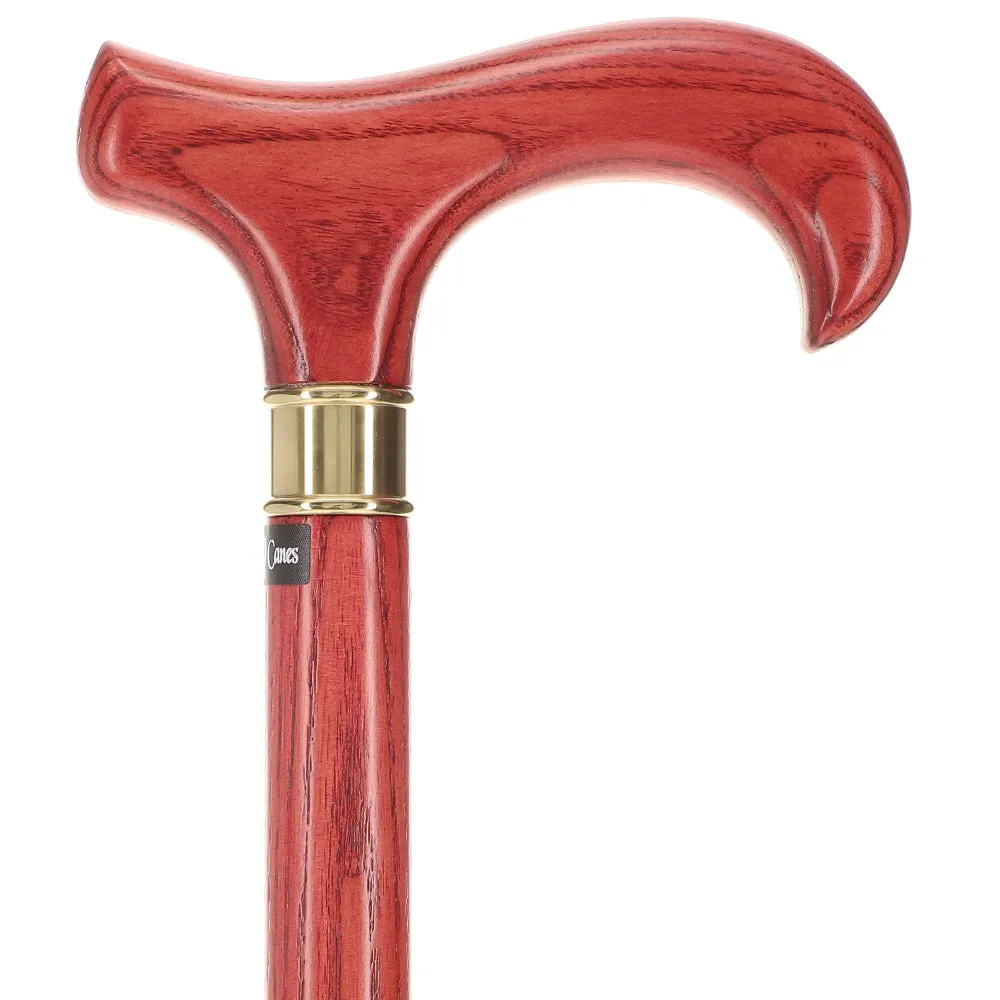 Scratch and Dent Extra Long, Super Strong Mahogany Derby Walking Cane With Ash Wood Shaft and Brass Collar V1264