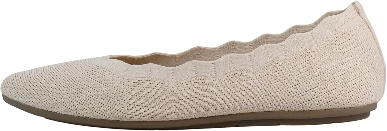 Skechers Women's Cleo 2.0-Love Spell Scalloped Knit Skimmer Flats with Air-Cooled Memory Foam Ballet