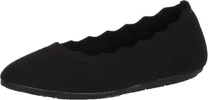 Skechers Women's Cleo 2.0-Love Spell Scalloped Knit Skimmer Flats with Air-Cooled Memory Foam Ballet