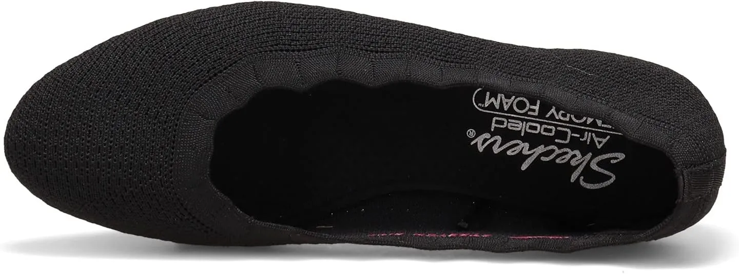 Skechers Women's Cleo 2.0-Love Spell Scalloped Knit Skimmer Flats with Air-Cooled Memory Foam Ballet