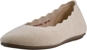 Skechers Women's Cleo 2.0-Love Spell Scalloped Knit Skimmer Flats with Air-Cooled Memory Foam Ballet