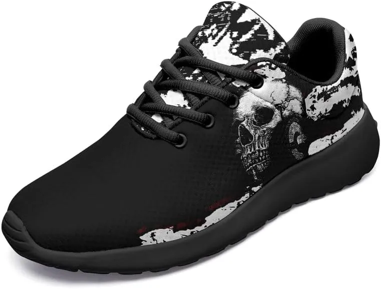 Skull Running Shoes for Women Men Mesh Breathable Comfort Walking Sneaker Sports Athletic Halloween Shoes