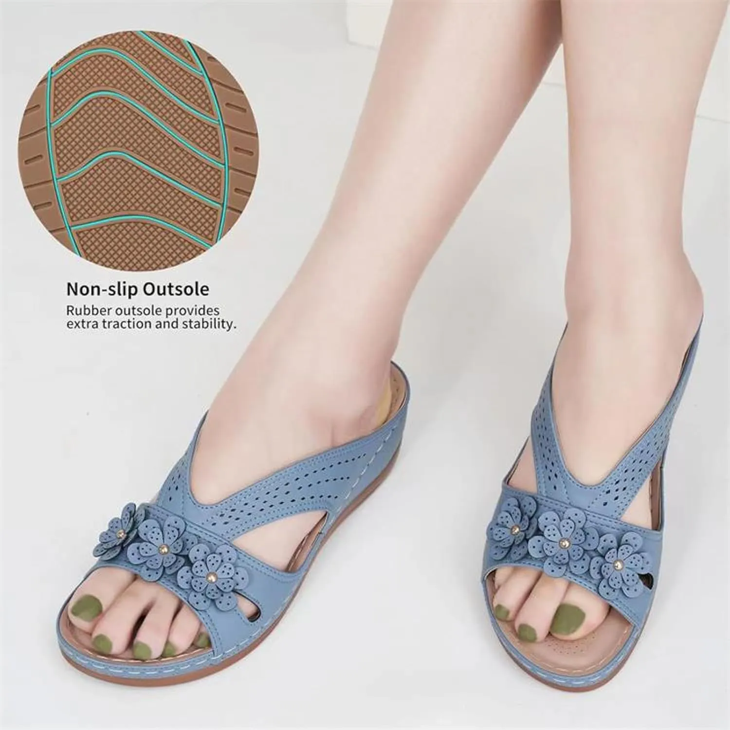 Slip On Dressy Summer Comfortable Slides Sandals Lightweight Memory Foam Platform Shoes Womens Casual Sandals