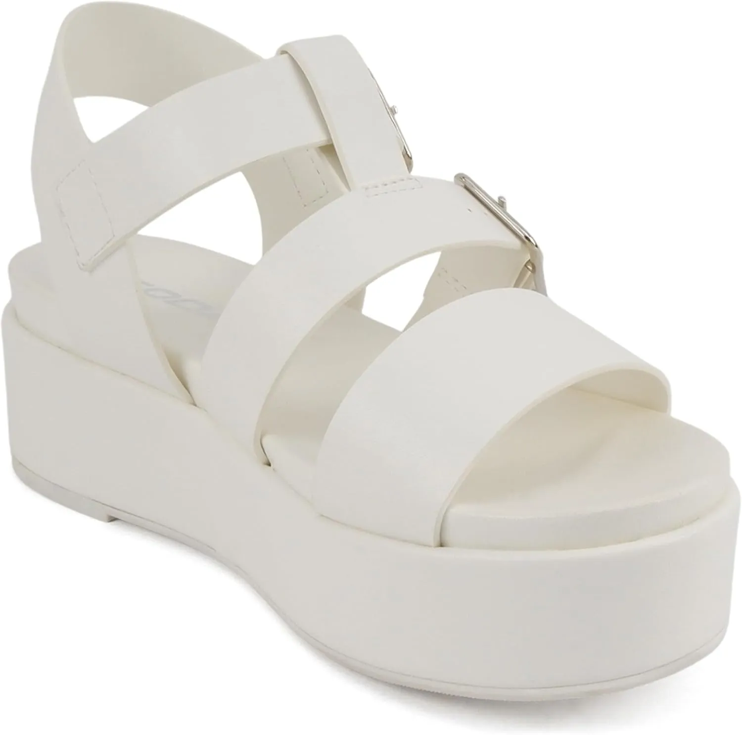 Soda STELLAR ~ Women Flatform Multi Strap Double Buckle Open Toe Ankle Strap Platform Wedge Sandals