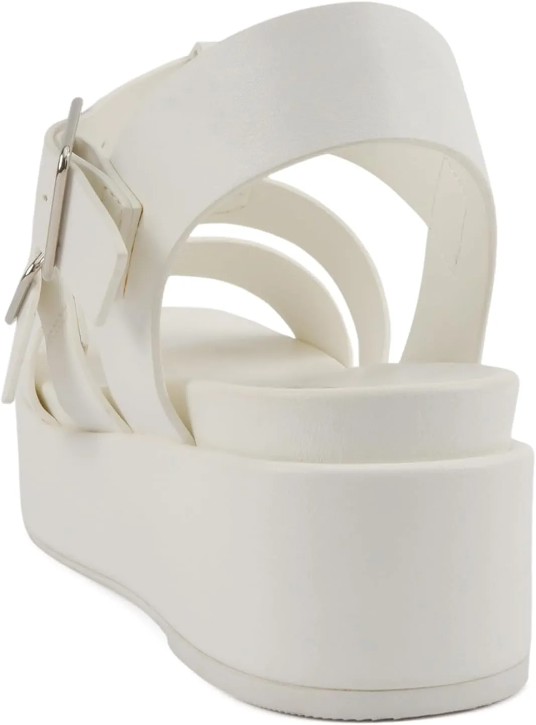 Soda STELLAR ~ Women Flatform Multi Strap Double Buckle Open Toe Ankle Strap Platform Wedge Sandals
