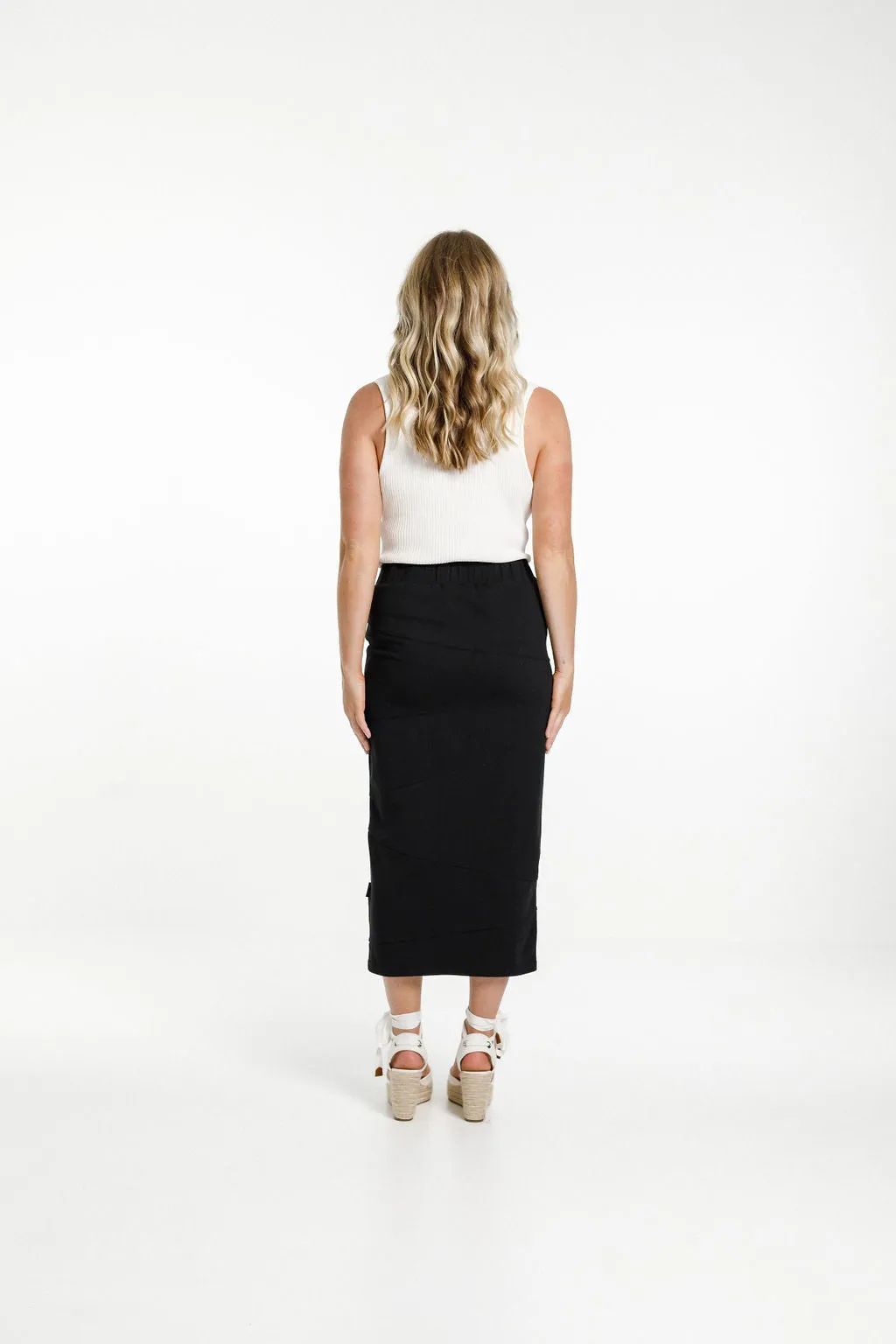 Spliced Violet Midi Skirt - Black