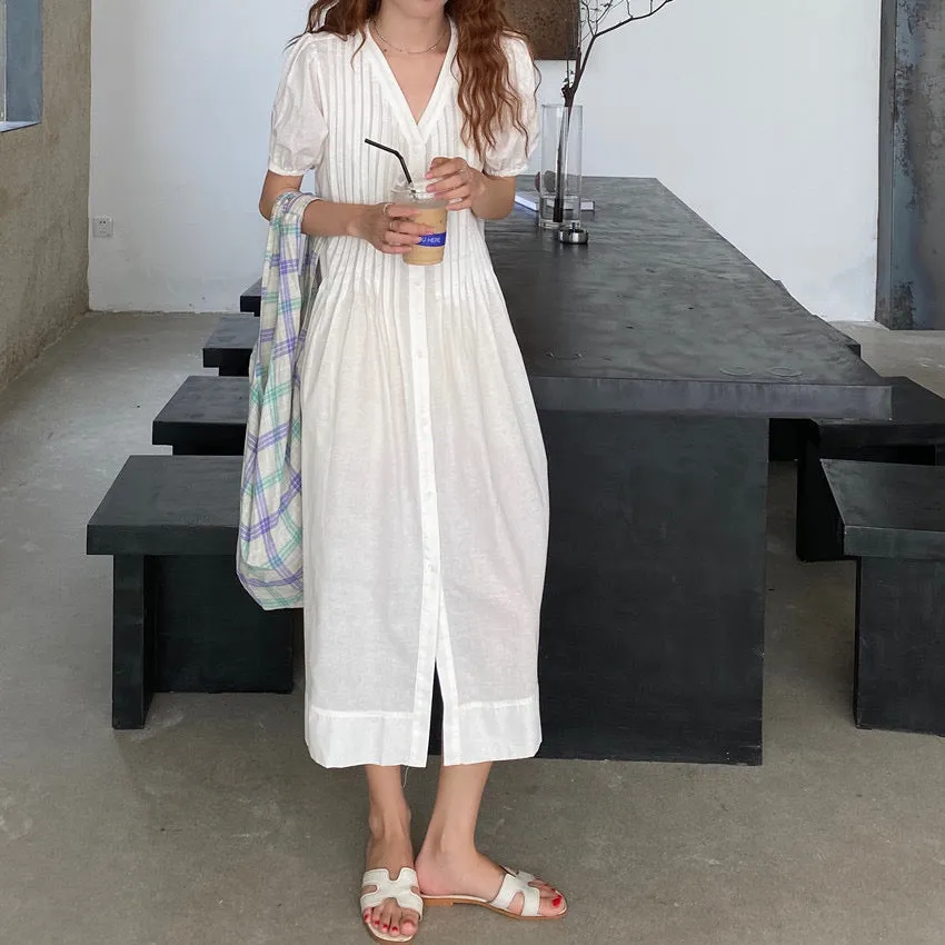 Summer Blush Pleated Relaxed Dress