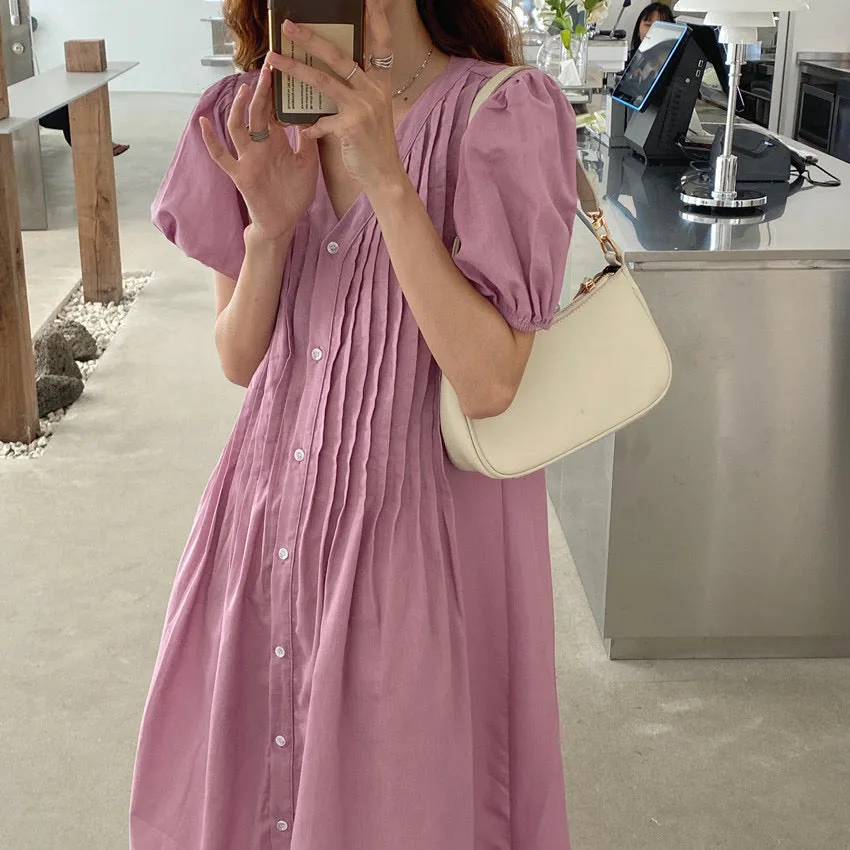 Summer Blush Pleated Relaxed Dress