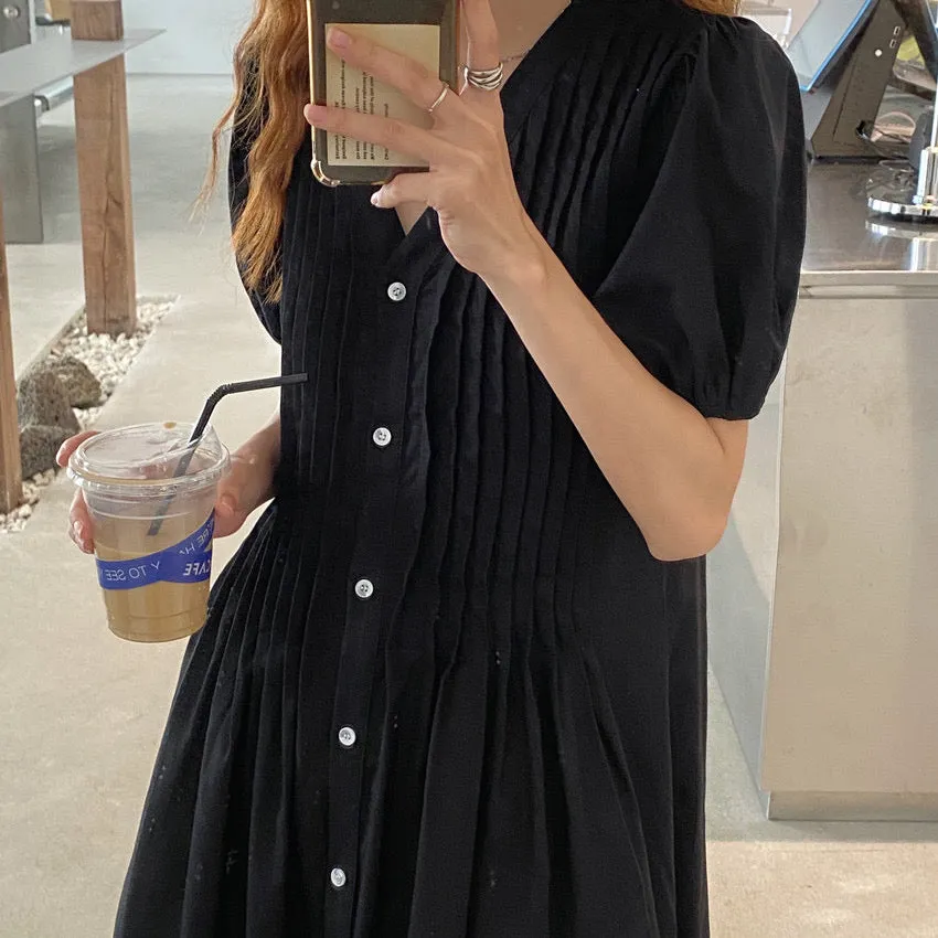 Summer Blush Pleated Relaxed Dress