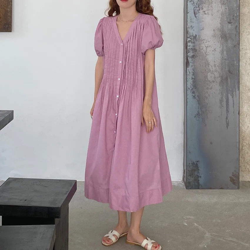 Summer Blush Pleated Relaxed Dress