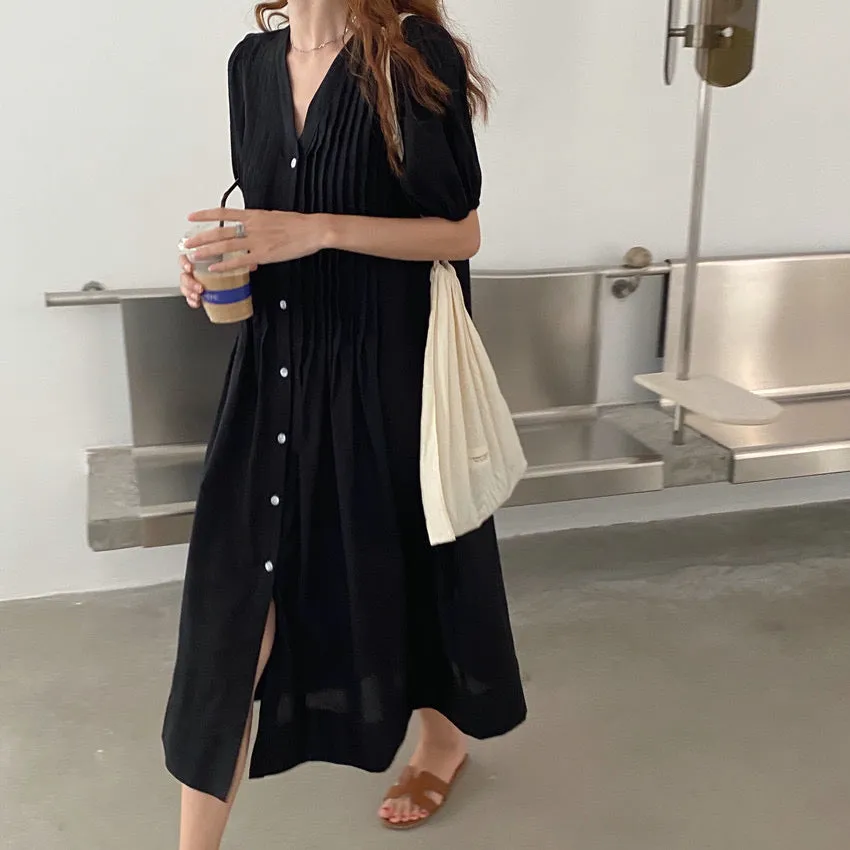 Summer Blush Pleated Relaxed Dress