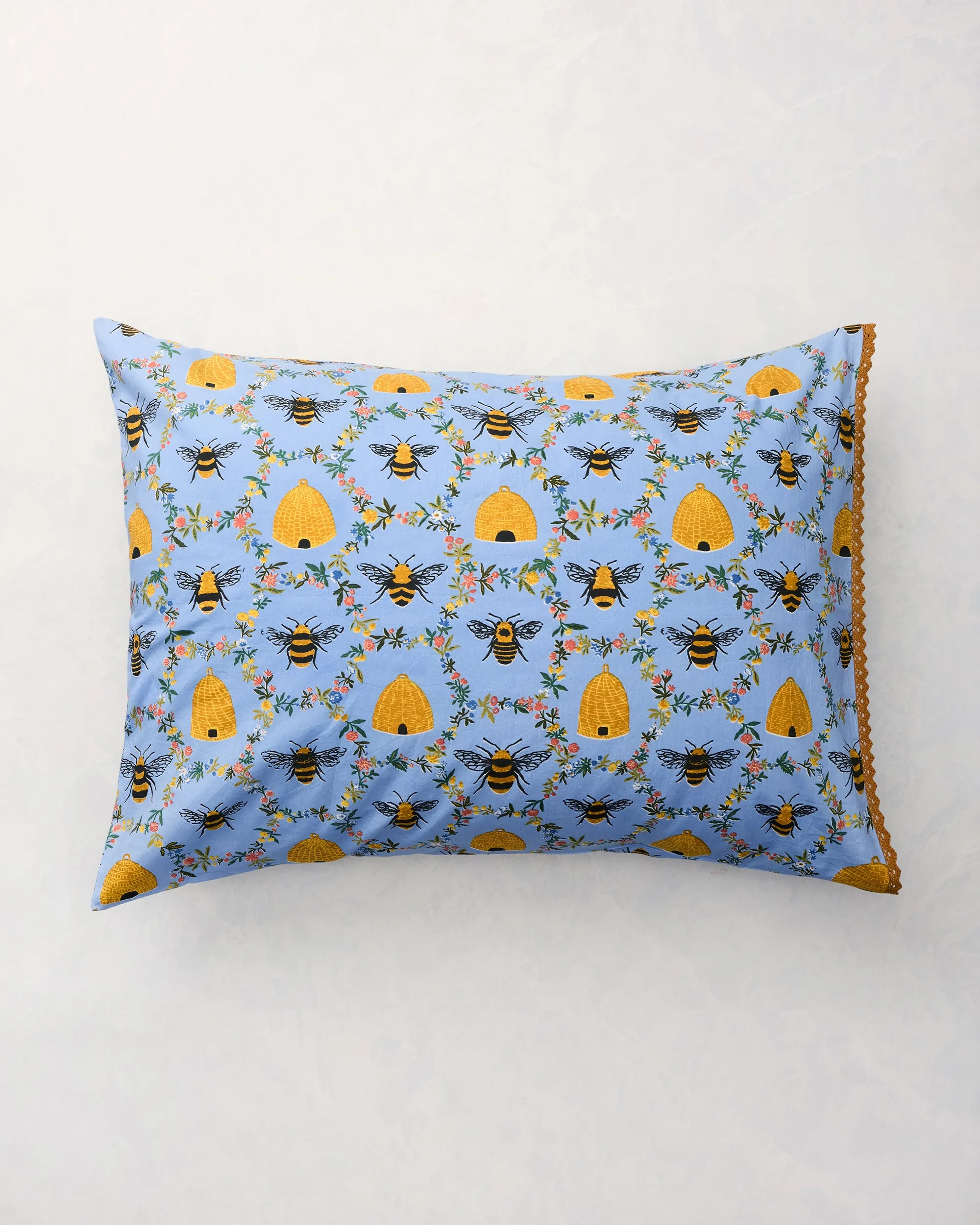 Sweet Bee - Pillowcase Set Of 2 - Soft Blue