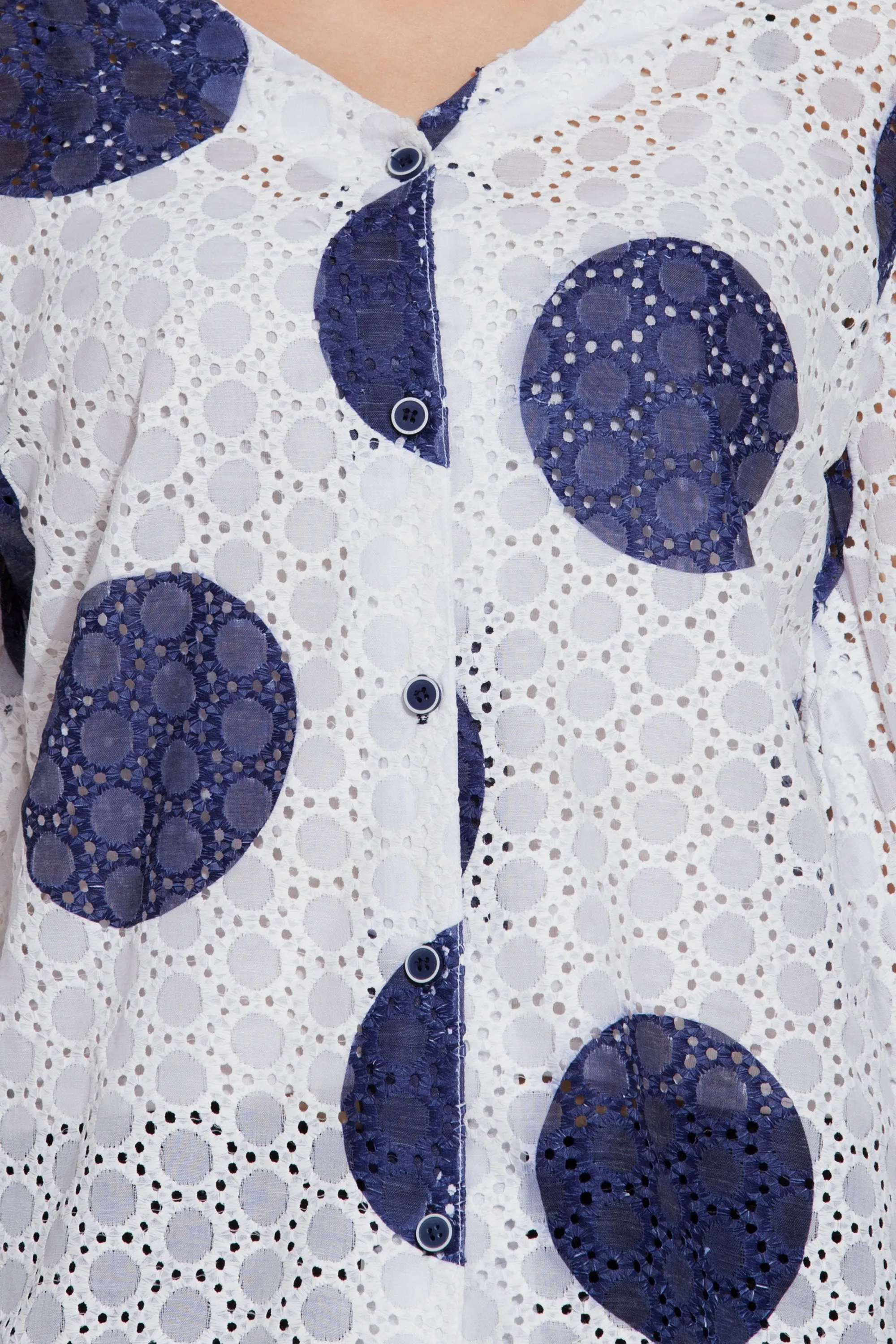 White Oversized Polka dots Blouse