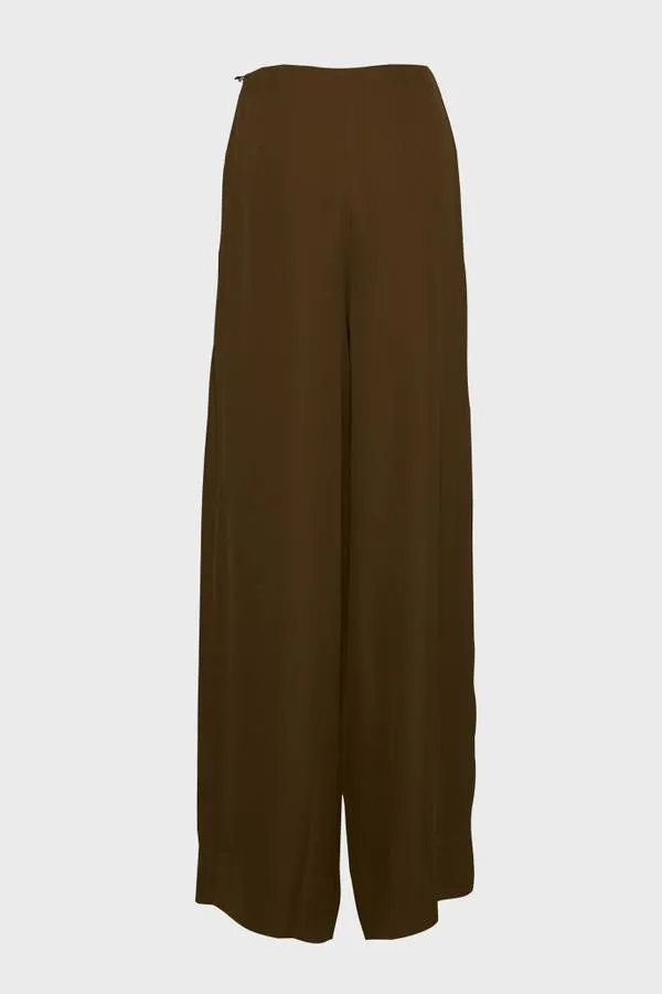 Wide-Leg Khaki Trousers