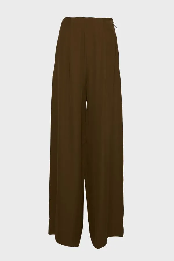 Wide-Leg Khaki Trousers