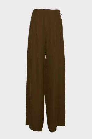 Wide-Leg Khaki Trousers