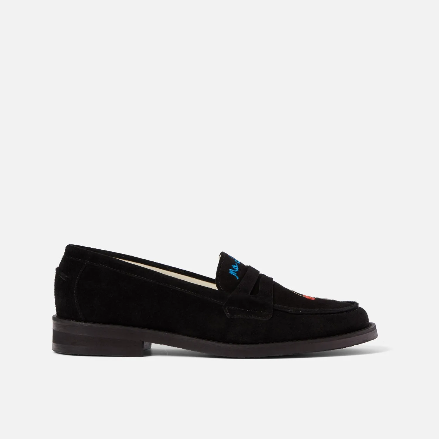 Wilde Black Suede Cherry Penny Loafer - Women's