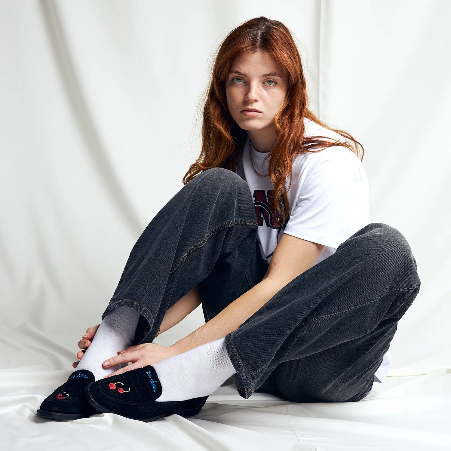 Wilde Black Suede Cherry Penny Loafer - Women's
