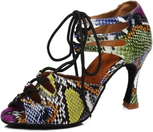 Women Ballroom Dance Shoes Latin Salsa Dance Heel Performance Dancing Shoes, Model YCL407