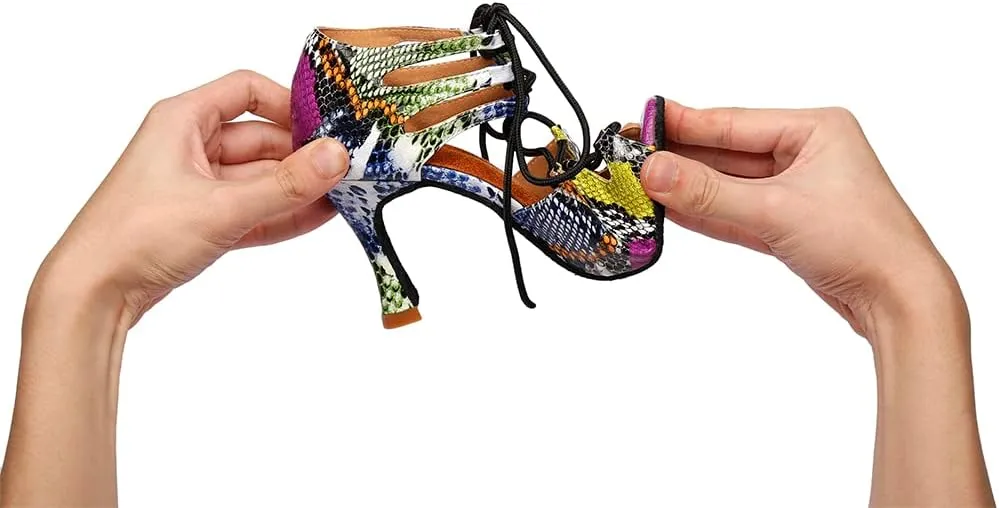 Women Ballroom Dance Shoes Latin Salsa Dance Heel Performance Dancing Shoes, Model YCL407